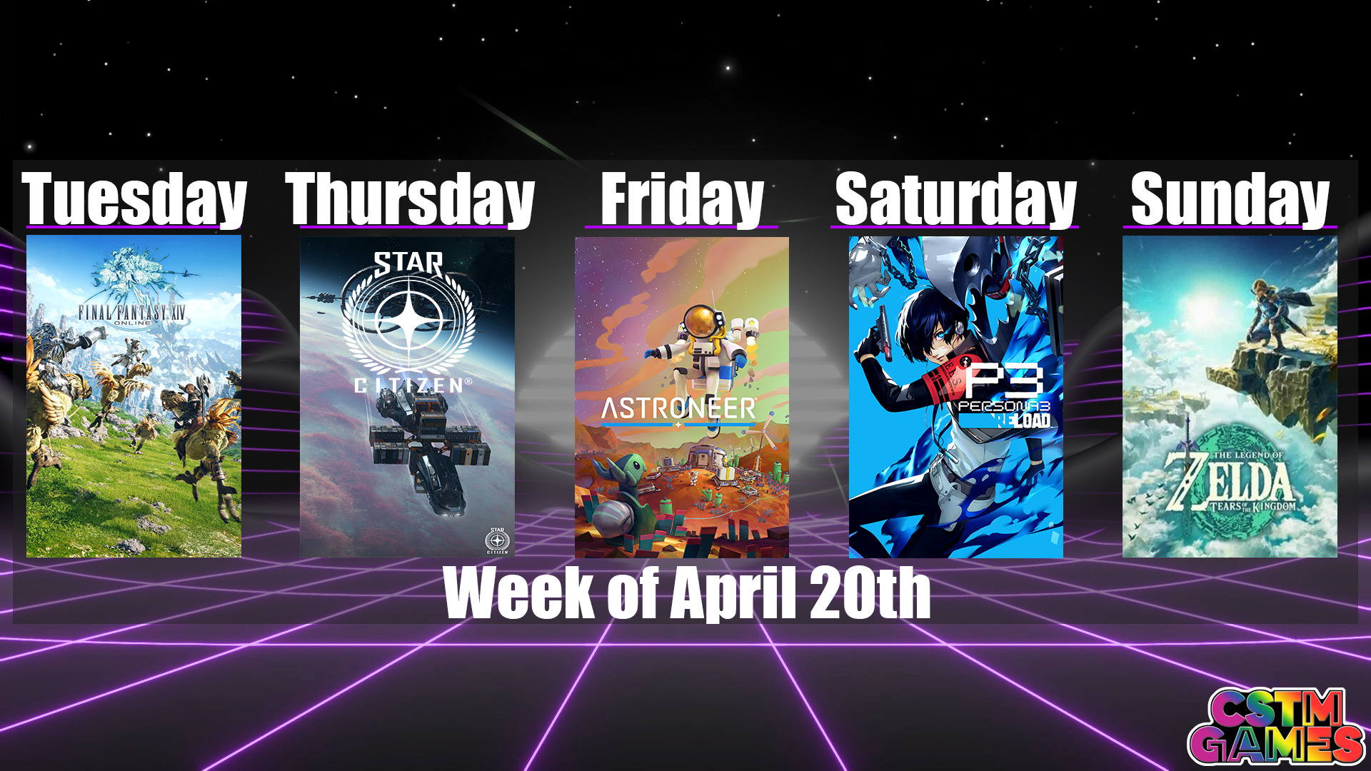 Schedule: Week of April 20th